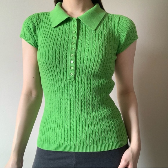 Key Lime Green Collared Sweater Shirt - Picture 4 of 7